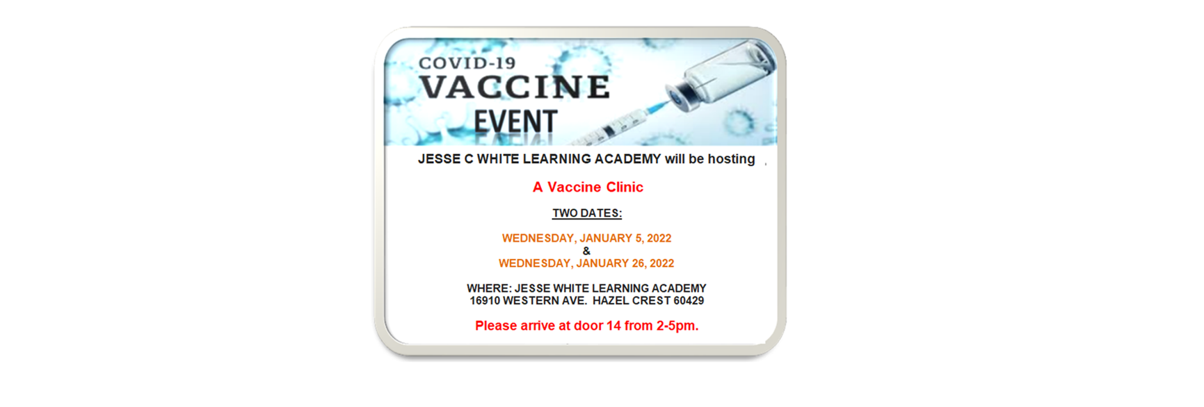 Vaccine Event - January 5th & January 26th